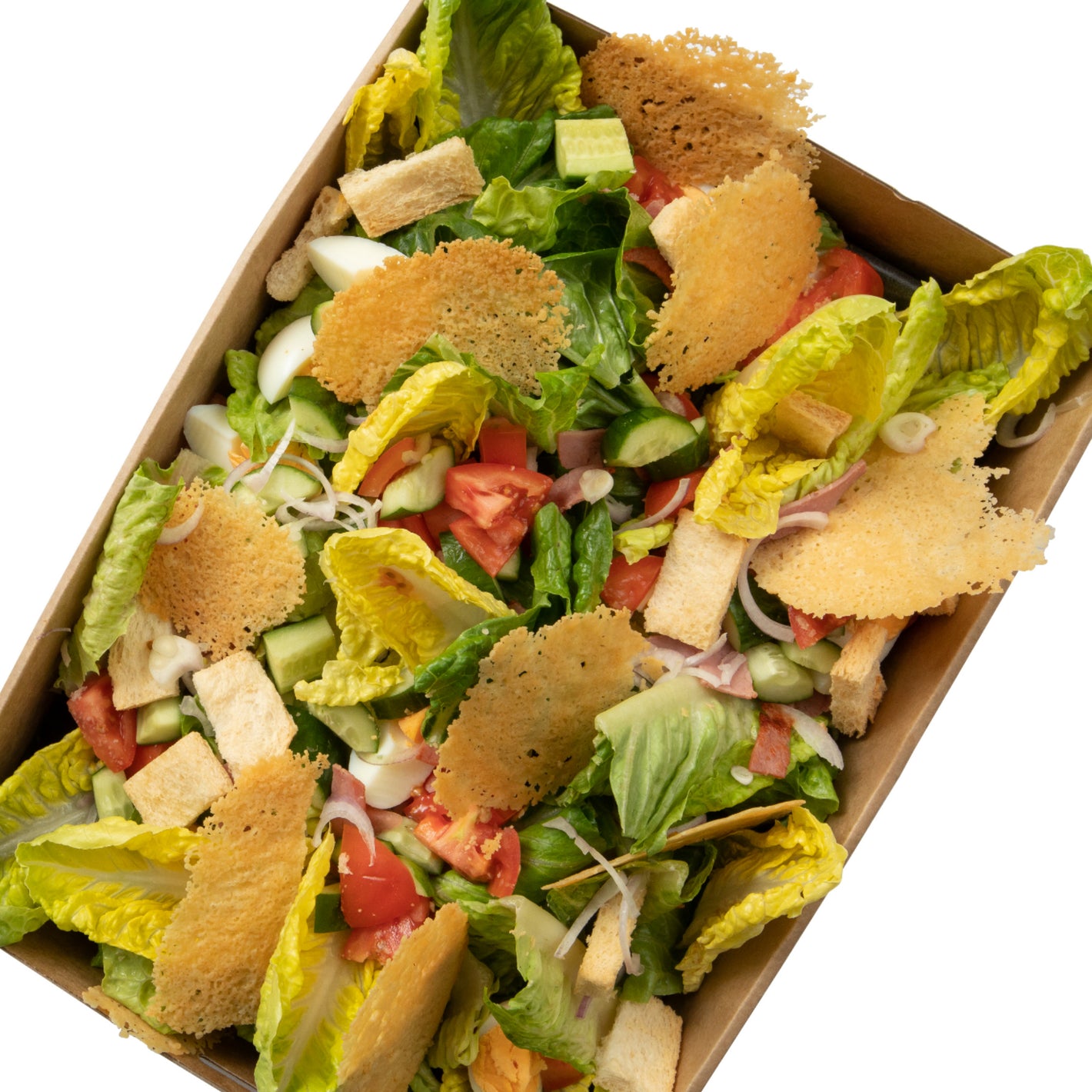 A Caesar salad prepared by Fit For A King Catering